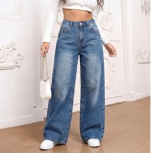 BDG Urban Outfitters Boyfriend Jeans Blue Wash Denim baggy‎ wide leg Size 28W